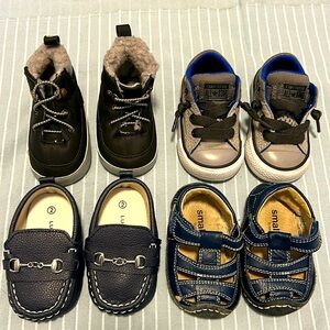 Lot of four size 6-9 months baby boy shoes. Converse